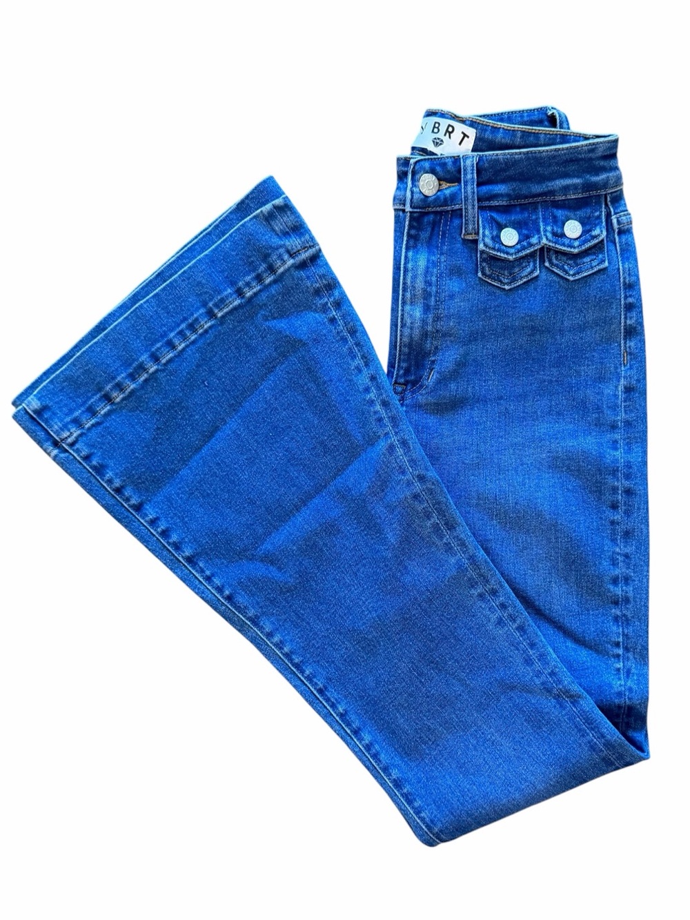Vibrant M.I.U Vbrt High Rise Flare Jeans Blue Stretch Denim Size 25 View 3